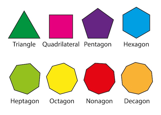 Tipi di forme matematiche di illustrazione vettoriale poligonale