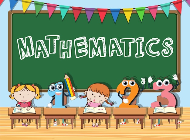 Mathematics on chalkboard banner