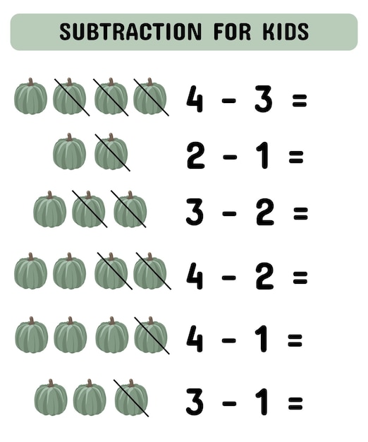 Mathematics children educational game Study subtraction for kids and toddlers