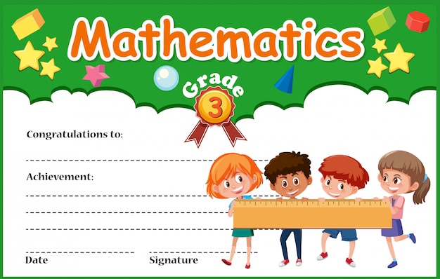 Un modello di certificato di diploma di matematica