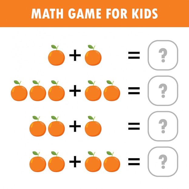 Mathematics educational game for children. learning counting, addition worksheet for kids.