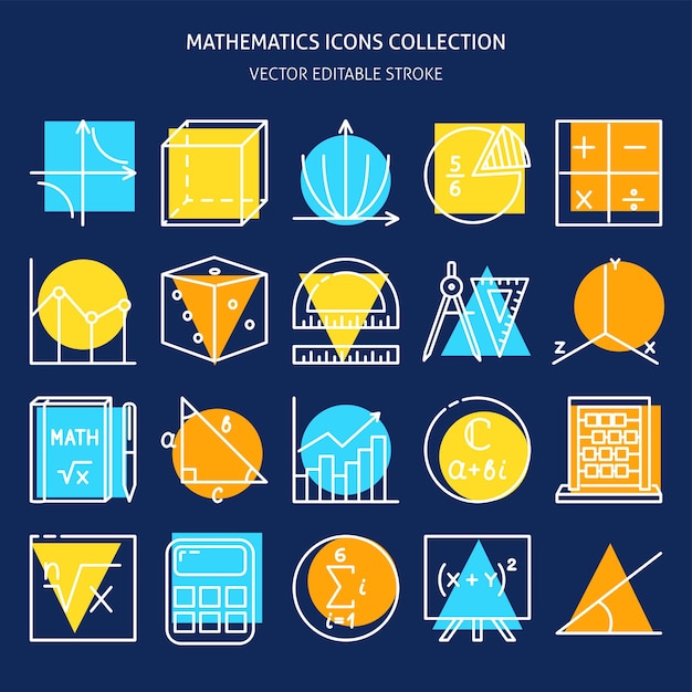 Коллекция значков математики