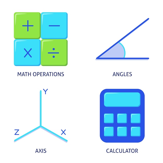 Mathematics science icons set