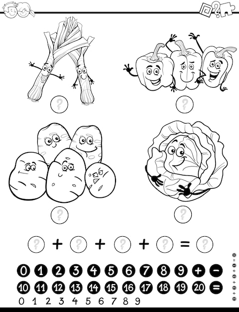 数学アクティビティワークシートの色付けページ