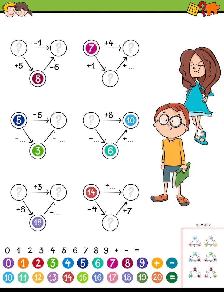 वेक्टर maths calculation educational task for kids