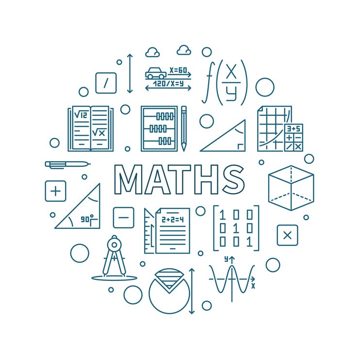 Vector maths concept vector outline round banner math circle illustration