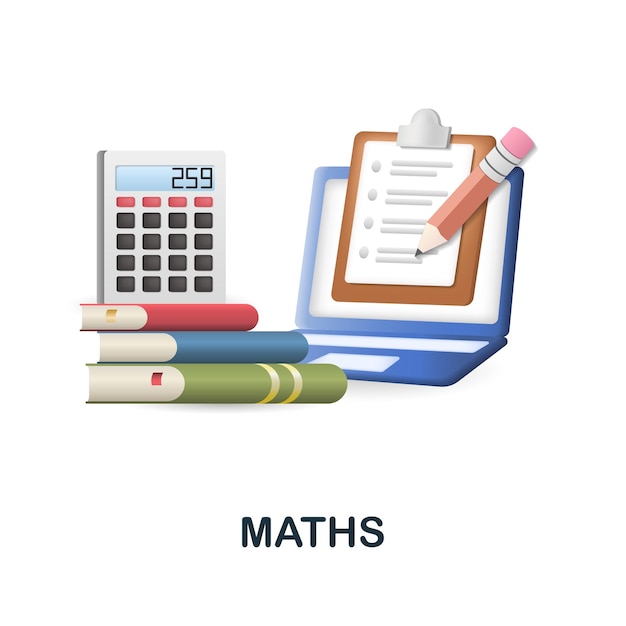 Maths icon 3d illustration from back to school collection Creative Maths 3d icon for web design templates infographics and more