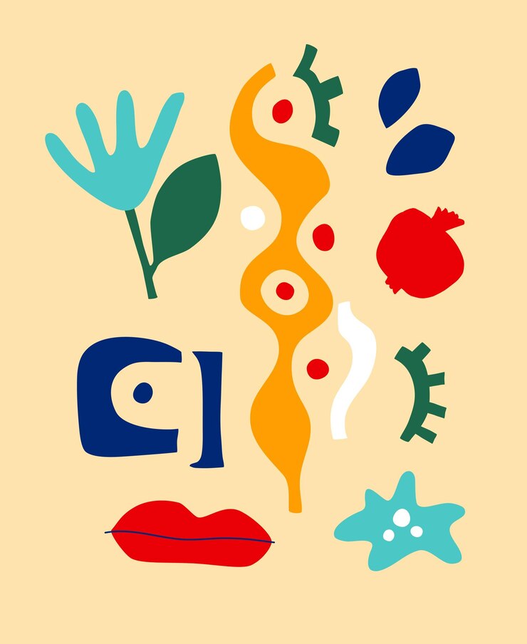 Vector matisse abstract art square poster with creative geometric face collage graphic concept vector