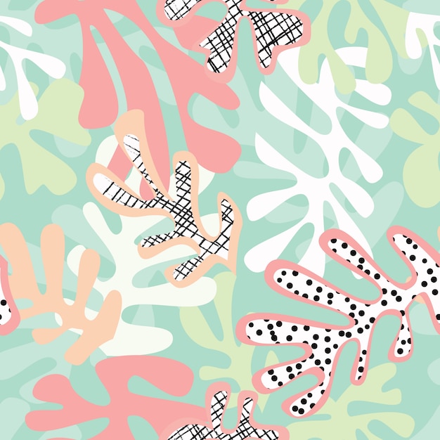 Vector matisse inspired shapes seamless pattern