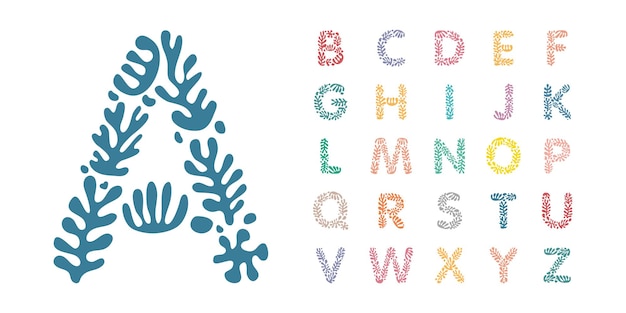Matisse kleur monogram alfabet vectorillustratie