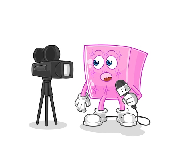 Matras tv-verslaggever cartoon cartoon mascotte vector