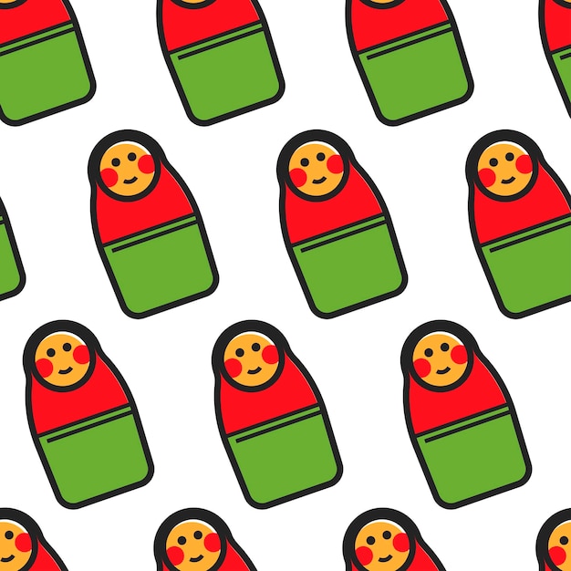 Matrioshka or nesting doll seamless pattern Russian symbol