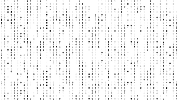 Vettore sfondo della matrice flusso di codice binario numeri che cadono su sfondo scuro codice del computer digitale codifica e hacking illustrazione vettoriale