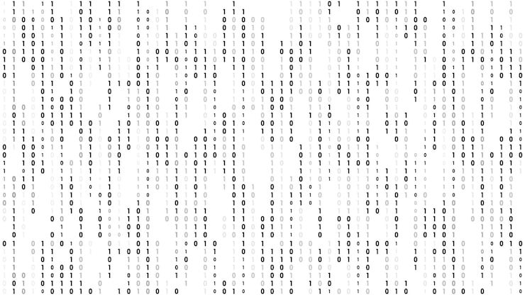 Vector matrix background stream of binary code falling numbers on dark backdrop digital computer code coding and hacking vector illustration