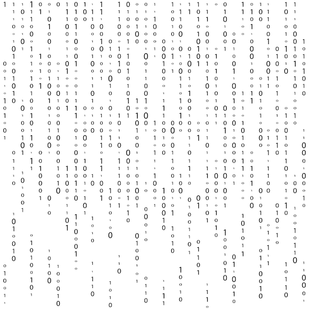 Vector matrix background vector binary code matrix black and white digital background with digits on screen data technology illustration binary computer code coding hacker concept