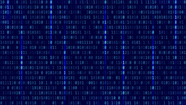 Vector matrix background with blue light. binary computer code. vector