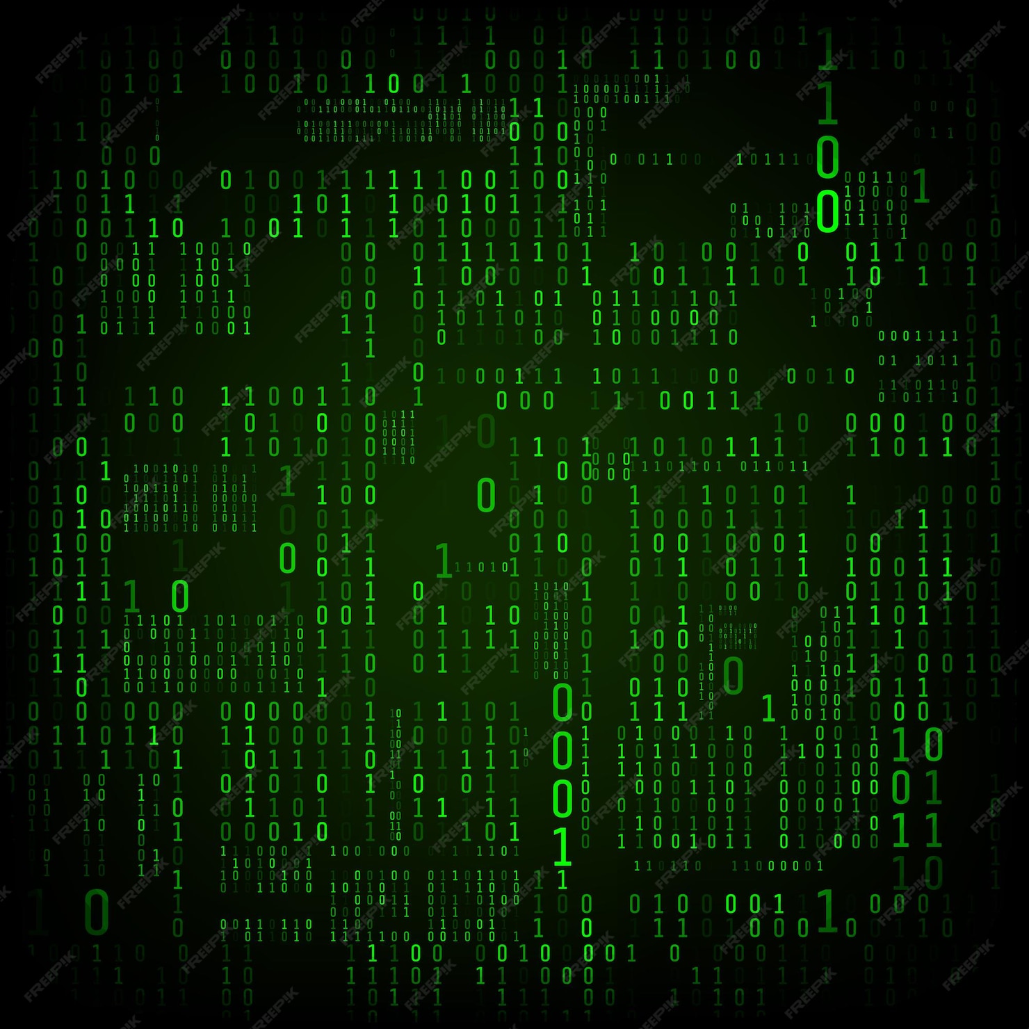 Premium Vector | Matrix of binary numbers. Binary computer code. Green ...