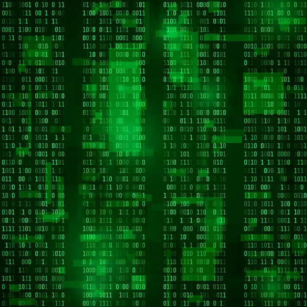 Matrix. gecodeerde bitstreams. groene achtergrond