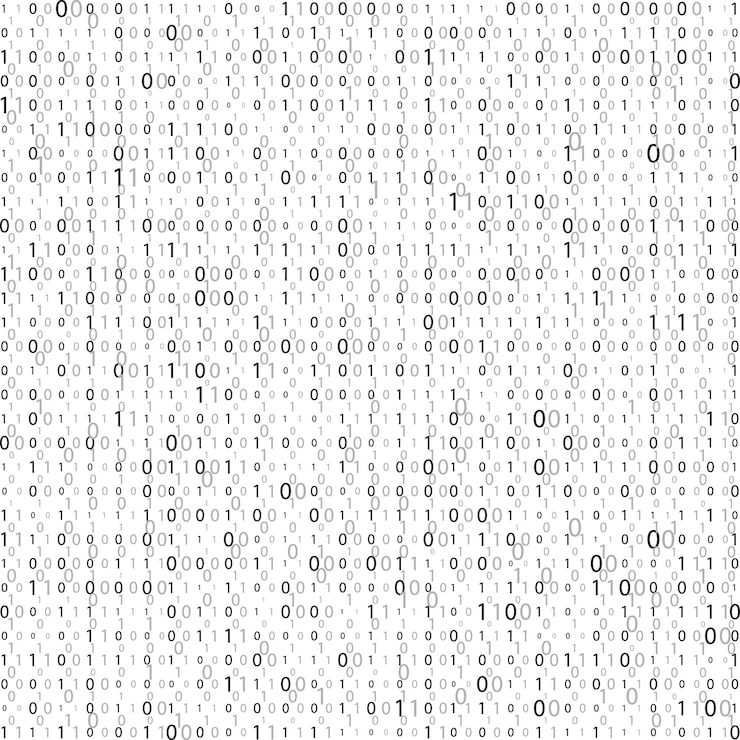 Vector matrix stream of binary code numbers on the screen the concept of coding one zero