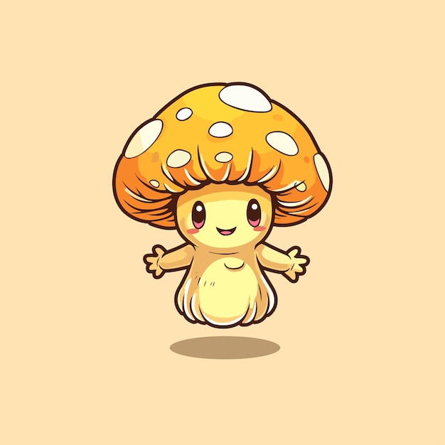 matsutake mushroom kawaii cartoon illustration