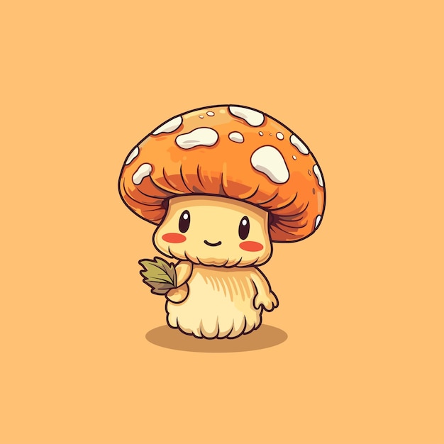 matsutake mushroom kawaii cartoon illustration