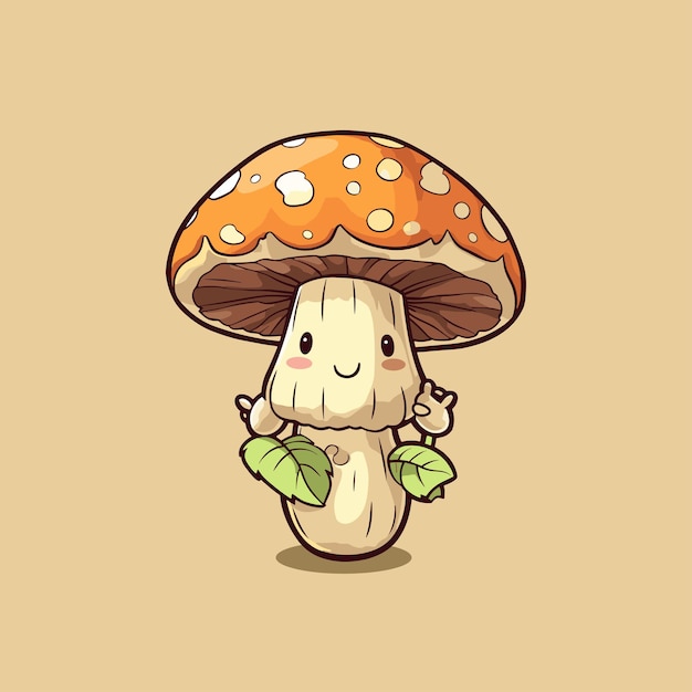 matsutake mushroom kawaii cartoon illustration