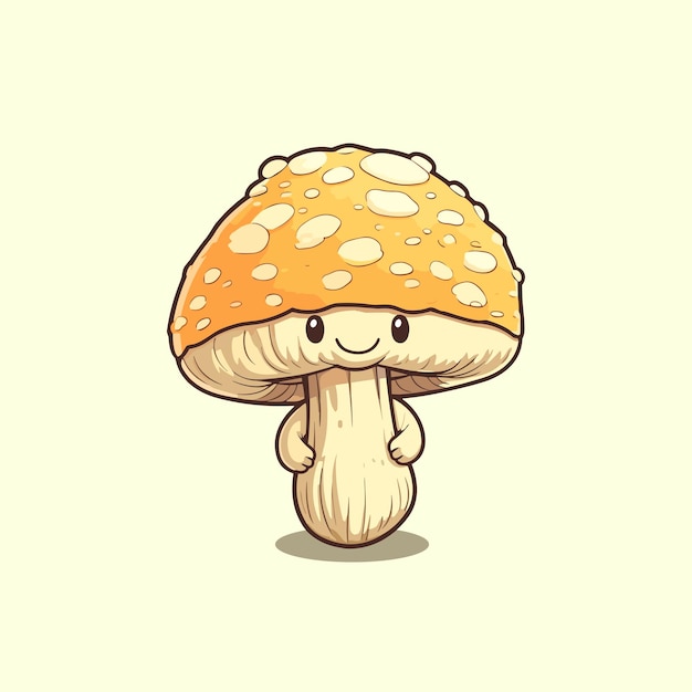 matsutake mushroom kawaii cartoon illustration