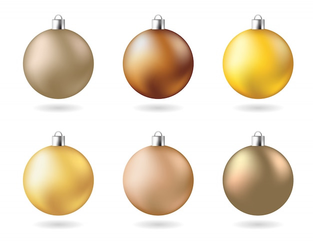 Matt color yellow gold new years party balls set