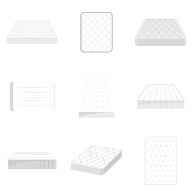 Mattress squab bedding icons set