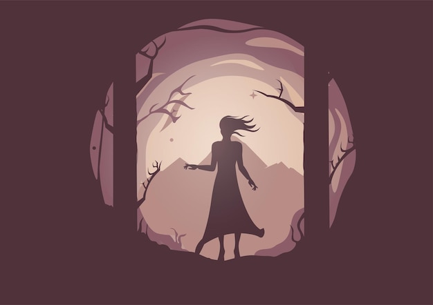 Vector mature woman illustration silhouette