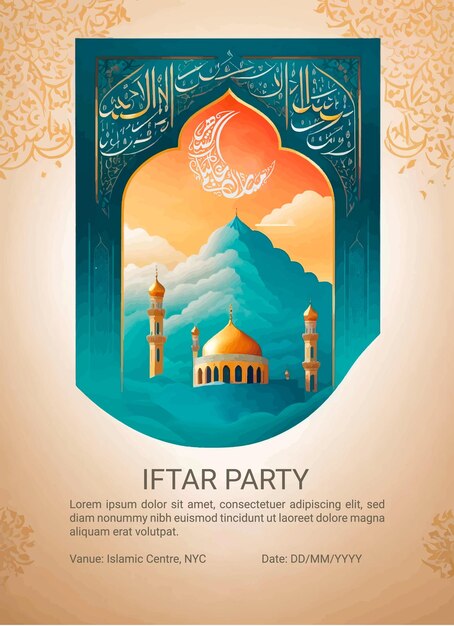Vector maulid an nabi eid card ramadan iftar party greetings poster design