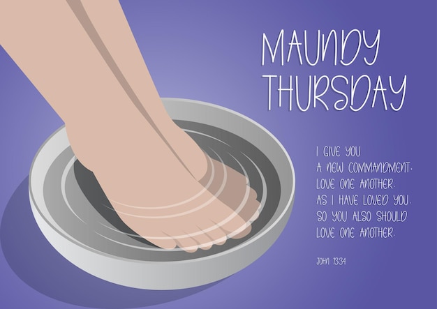 Vector maundy thursday good or holy thursday color vector illustration with washing of the feet