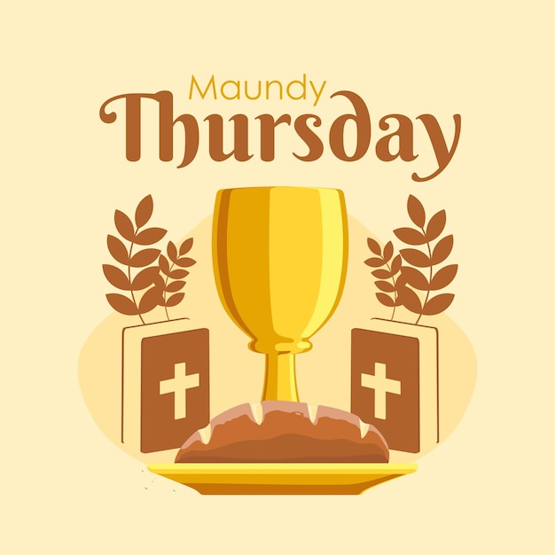 Maundy thursday social media post template flat design