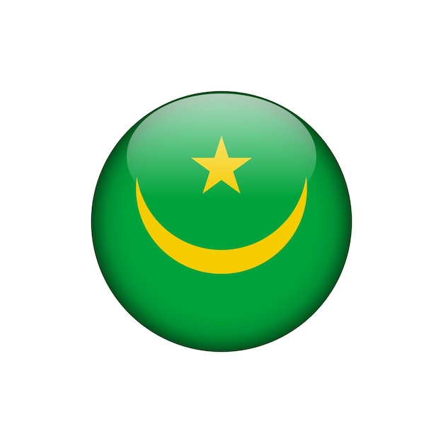 Mauritania Flag Circle Button Vector Template