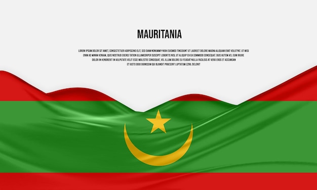 Vector mauritania flag design waving mauritania flag made of satin or silk fabric vector illustration