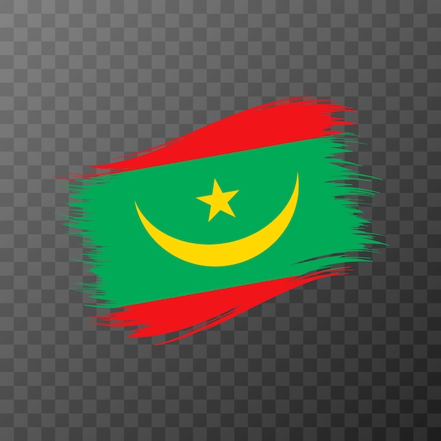 Mauritania national flag Grunge brush stroke Vector illustration on transparent background