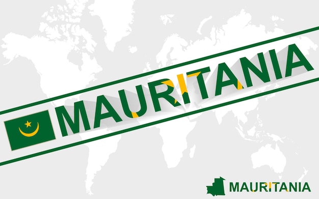 Mauritanië kaart vlag en tekst illustratie