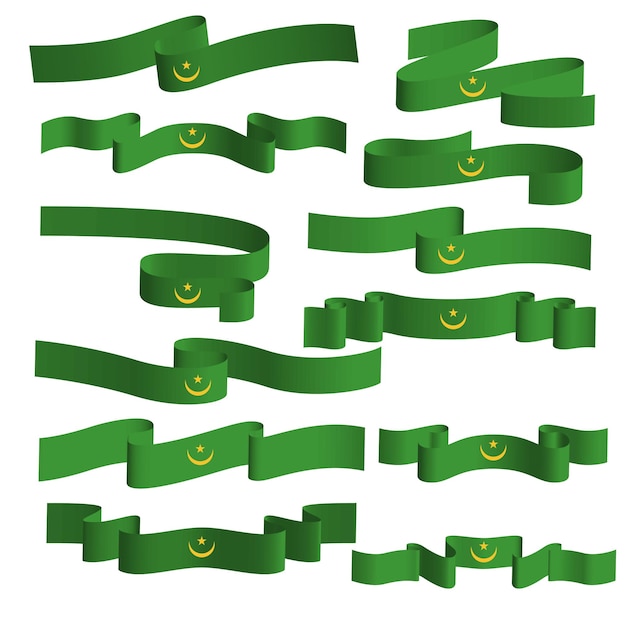 Vector mauritanië vlag lint vector bundel set