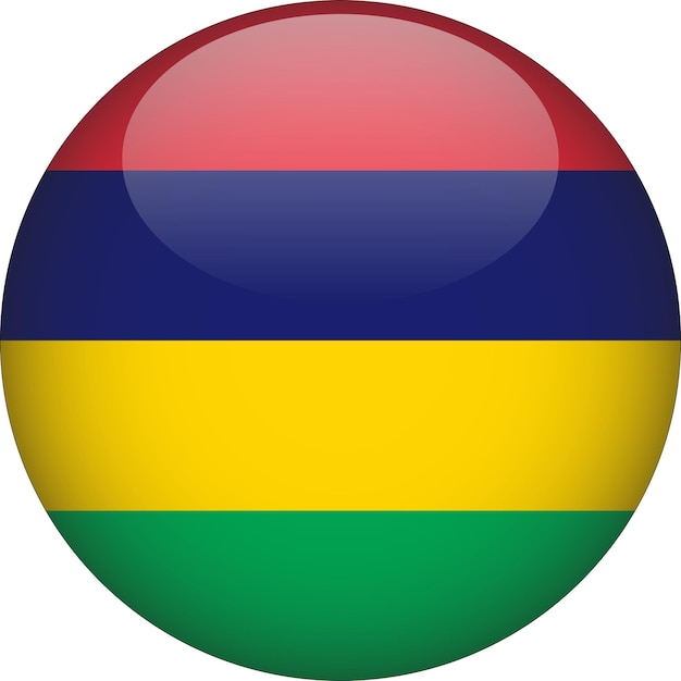 Mauritius 3D Rounded Flag Button