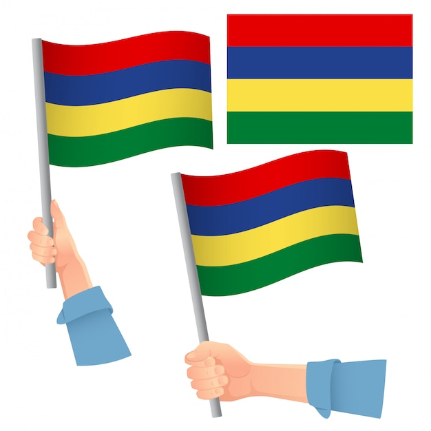 Маврикий флаг в руке