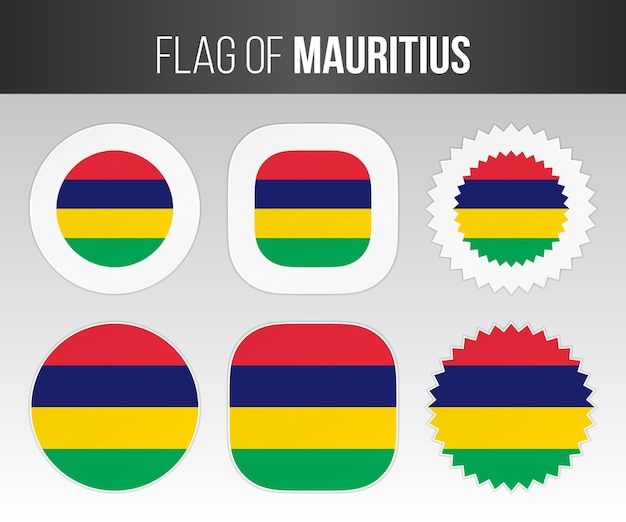 Mauritius flag labels badges and stickers Illustration flags of Mauritius isolated