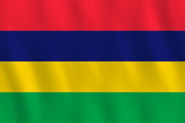 Флаг Маврикия с развевающимся эффектом, официальная пропорция.
