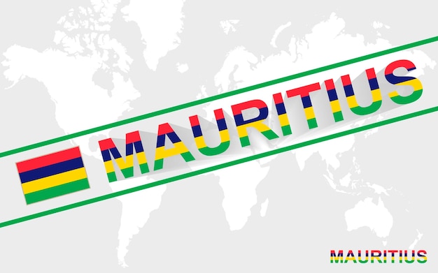 Mauritius map flag and text illustration