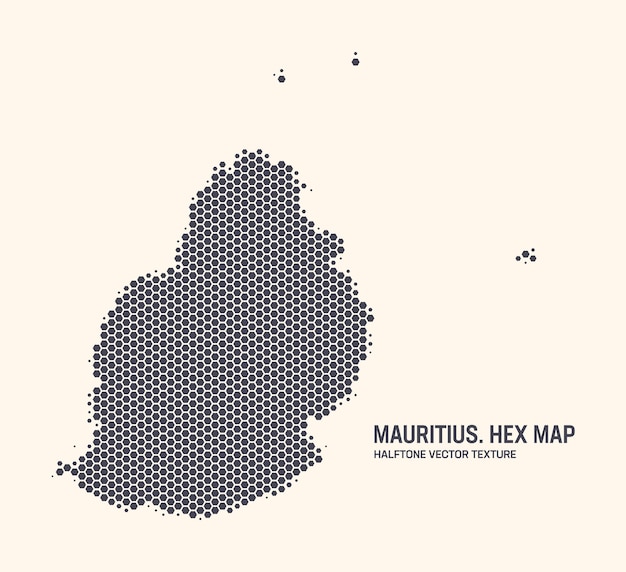 Mauritius map vector hexagonal half tone pattern isolated on light background