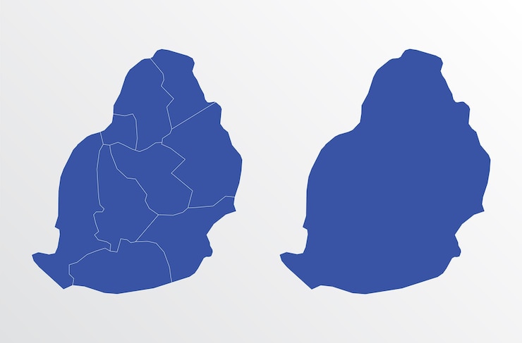 Vector mauritius map vector illustration blue color on white background