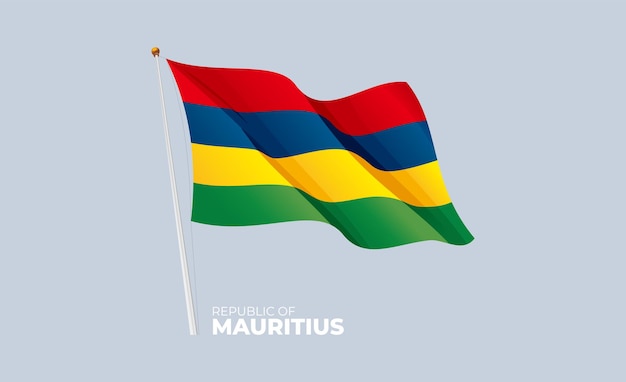 Mauritius vlag zwaaien op de vlaggenmast Vector 3D