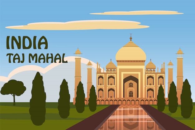 Vettore mausoleo del taj mahal ad agra, in india