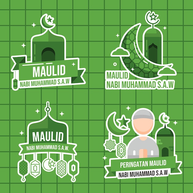 Mawlid al nabi stickerontwerpcollectie