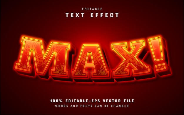 Max 3d red glowing text effect editable