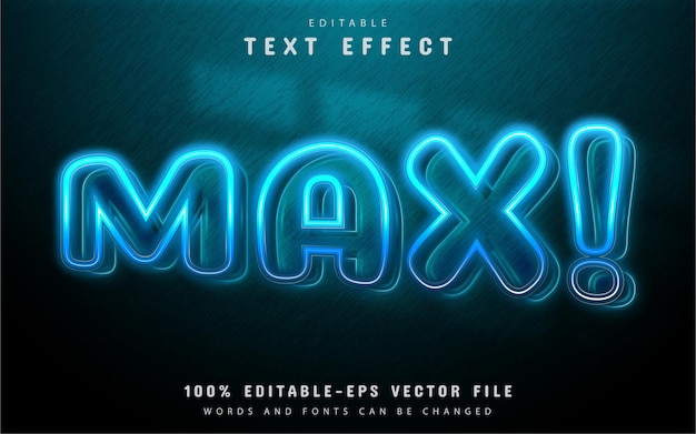 Vector max blue neon style text effect editable